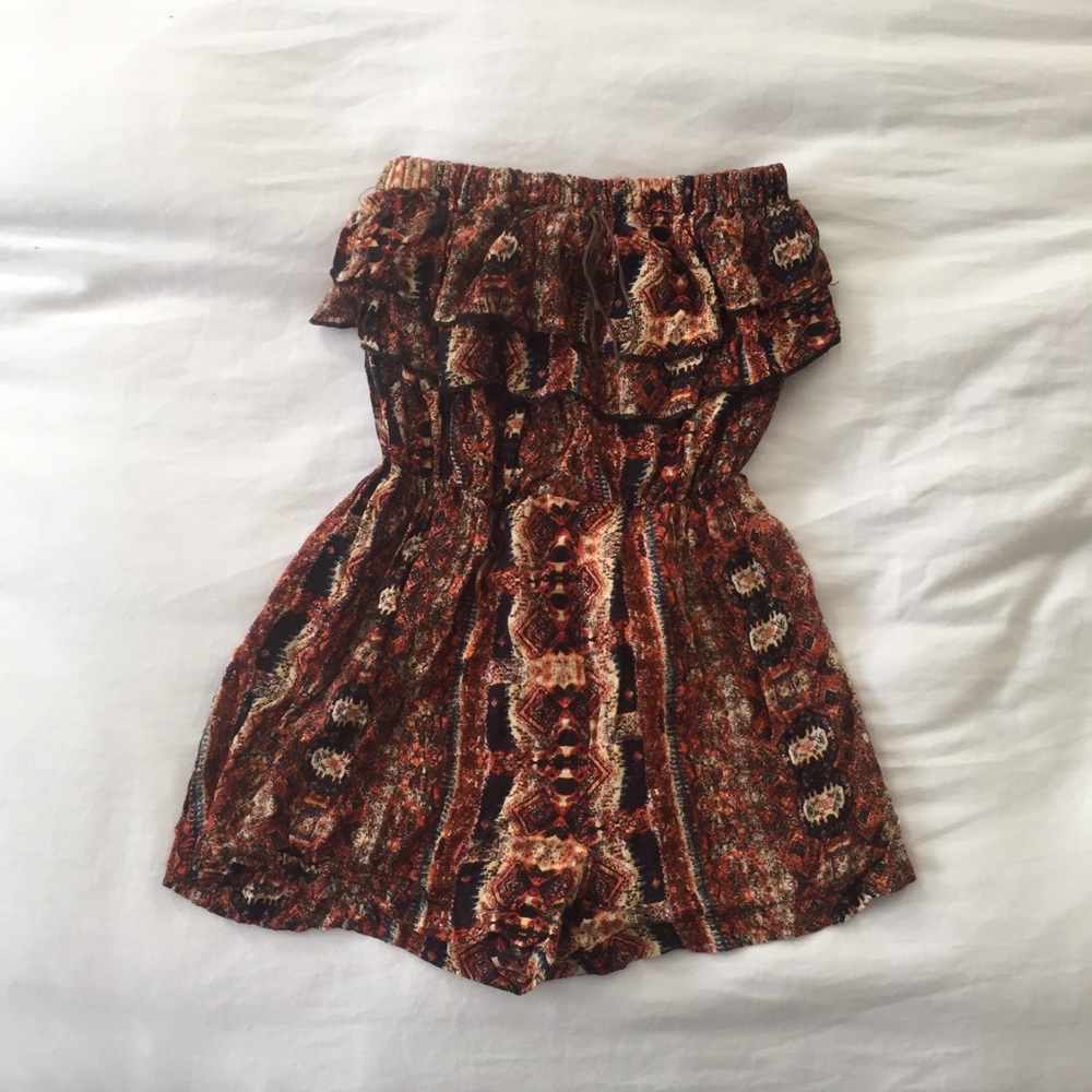 Tribal strapless mini romper
